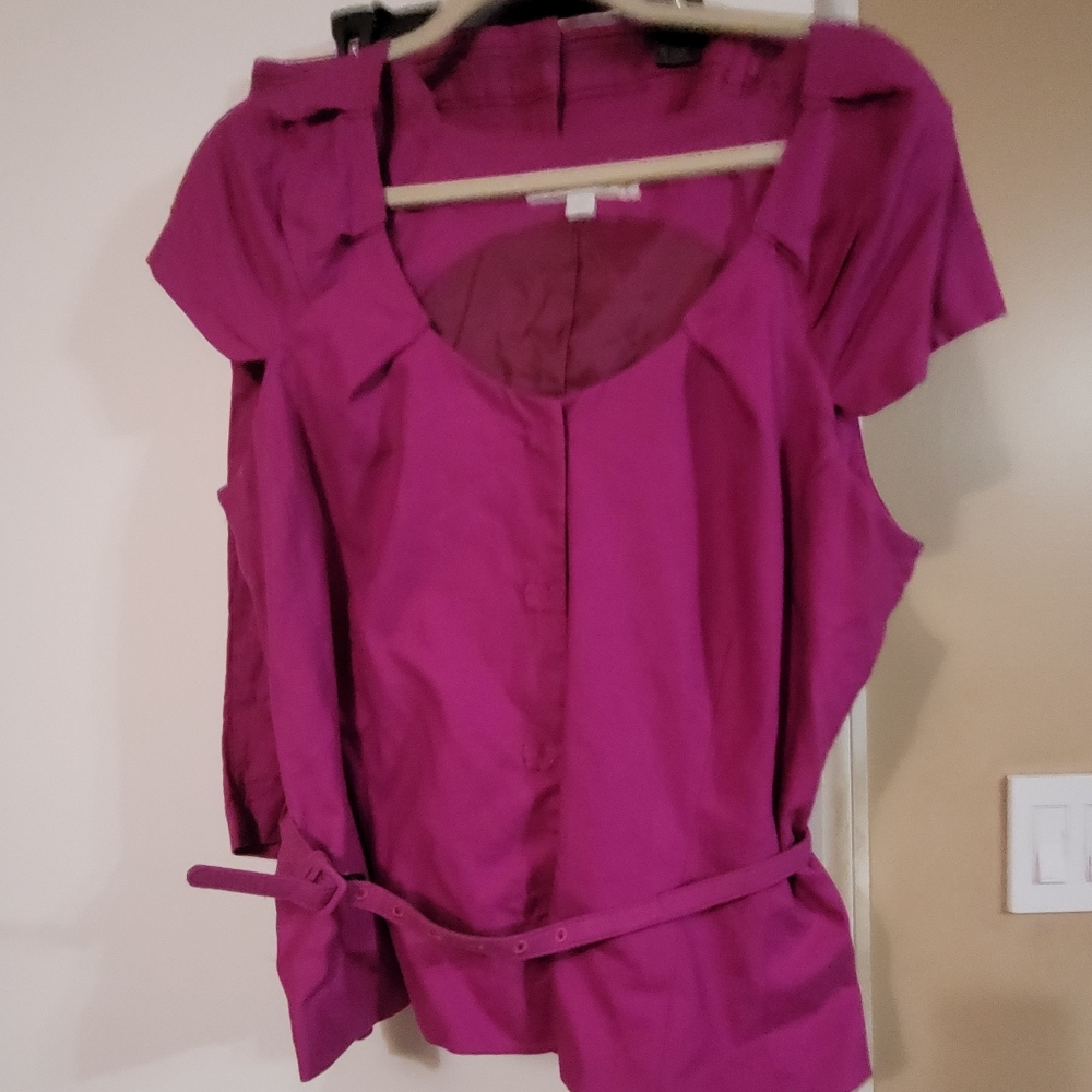 Raspberry Color Two Piece Short Suit With Belt Ja… - image 1